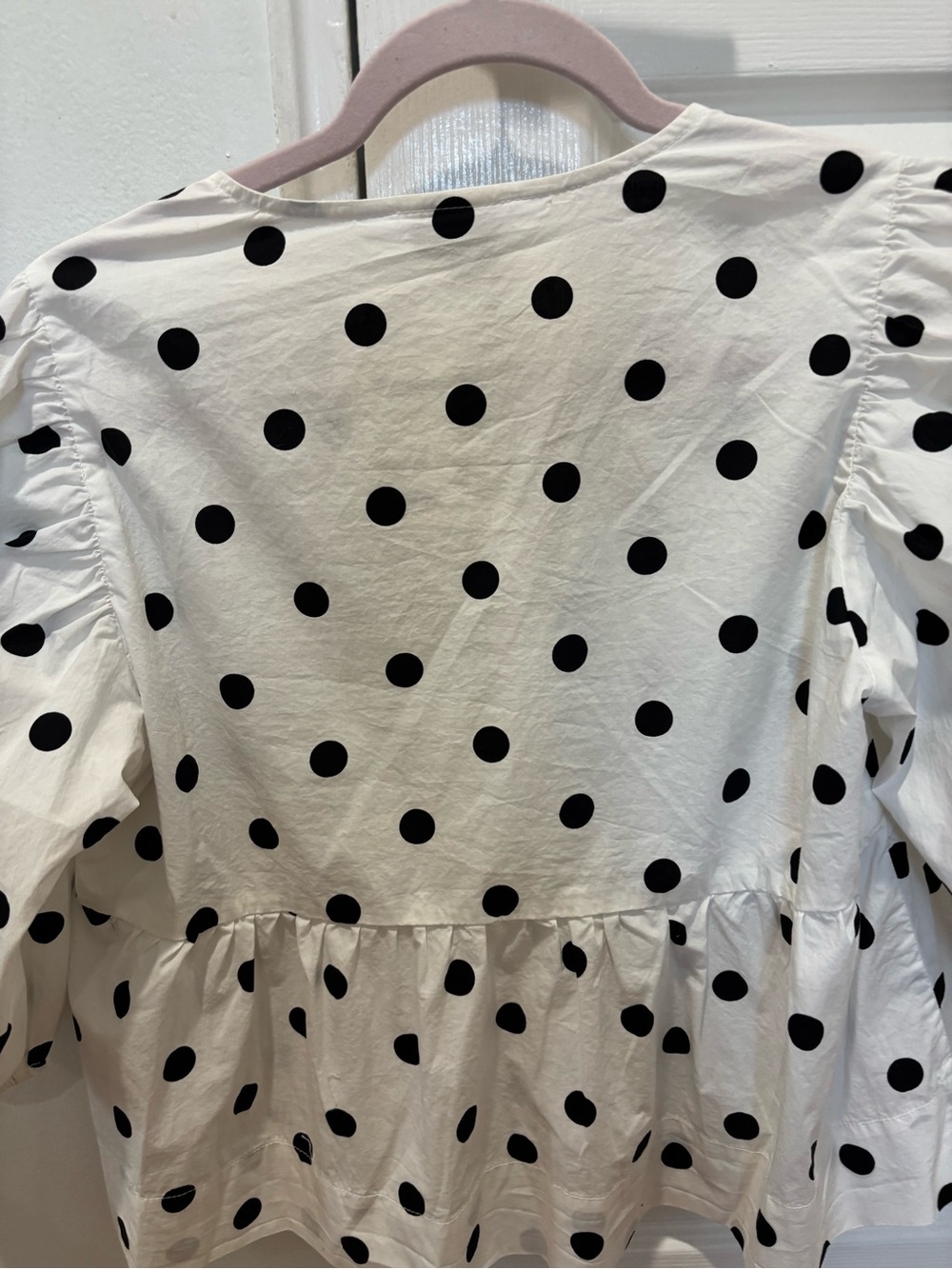 Velvet Heart White and Black Polka Dot Tie-Front Peplum Top - Picture 6 of 6